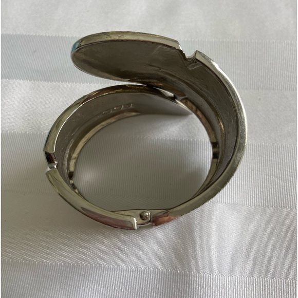 SilverTone Bangle Hinged Bracelet - Picture 3 of 4